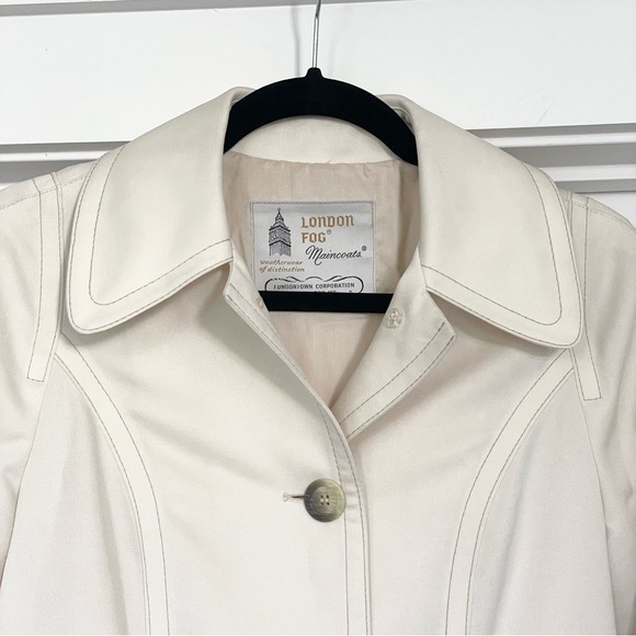 Vintage London Fog Classy Off-White Trench Coat - Size 8 - Picture 5 of 15